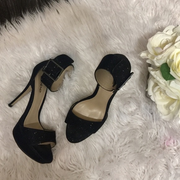 bebe Shoes - Bebe glitter buckle strap high heel sandal